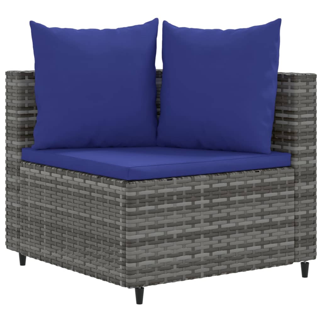 Set Divani da Giardino 4 pz con Cuscini in Polyrattan Grigio