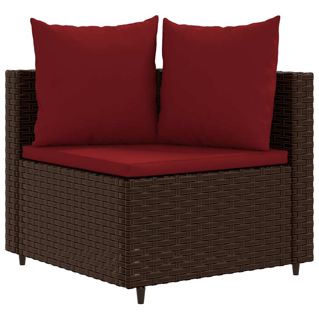 Set Divano da Giardino 5 pz con Cuscini Marrone in Polyrattan - homemem39