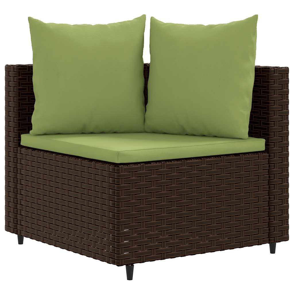 Set Divano da Giardino 5 pz con Cuscini Marrone in Polyrattan - homemem39
