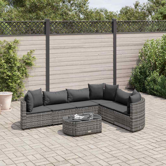 Set Divani da Giardino 7 pz con Cuscini Grigio in Polyrattan - homemem39