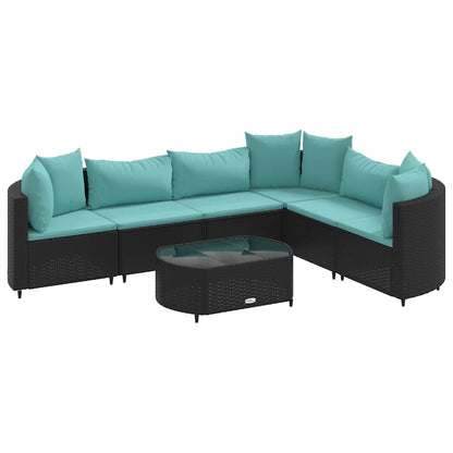 Set Divani da Giardino con Cuscini 7pz Nero Polyrattan | homemem39