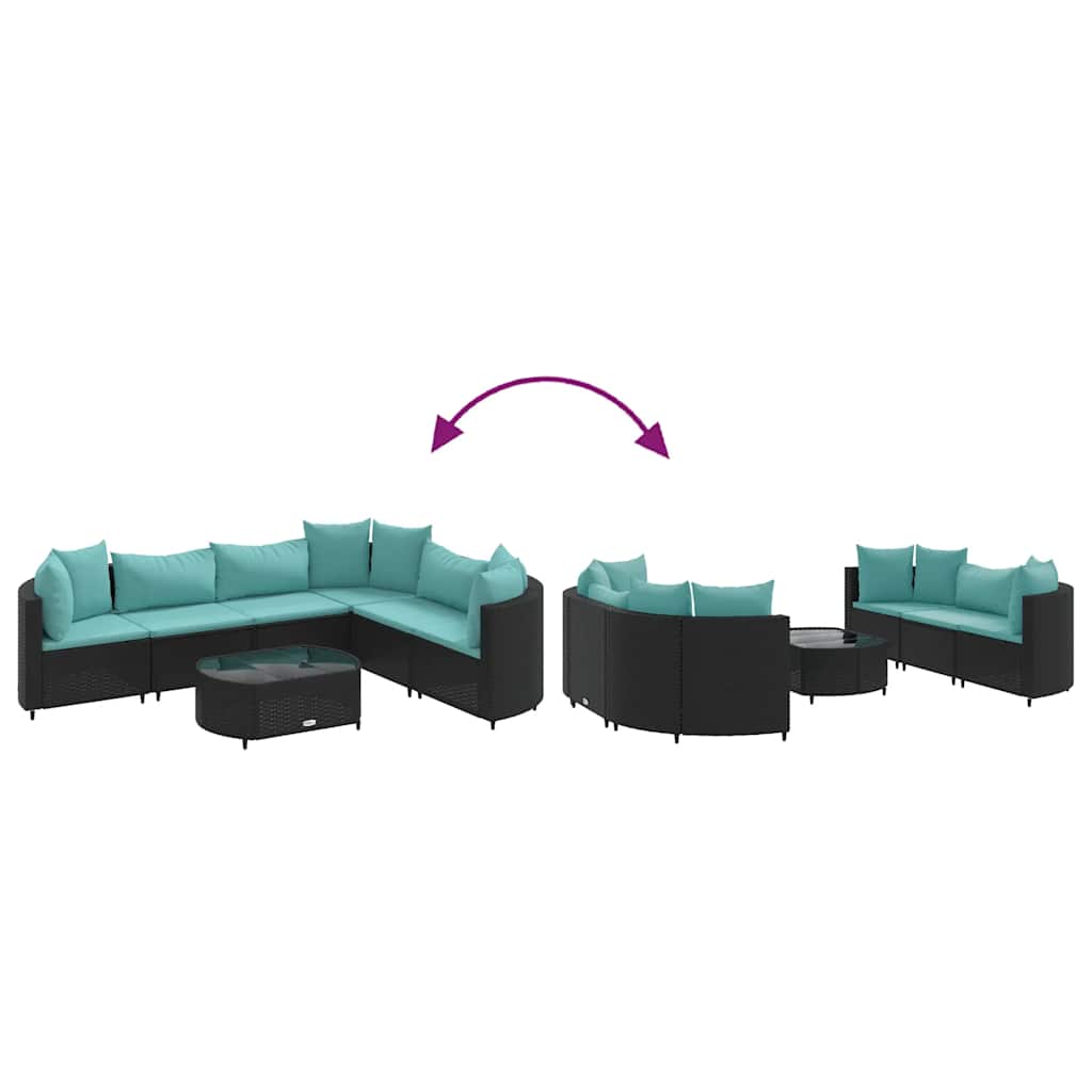 Set Divani da Giardino con Cuscini 7pz Nero Polyrattan | homemem39