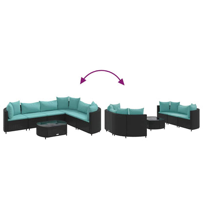 Set Divani da Giardino con Cuscini 7pz Nero Polyrattan | homemem39