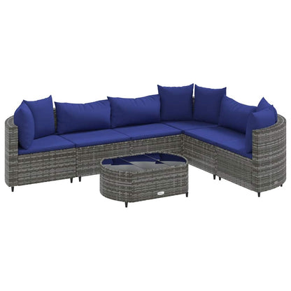 Set Divani da Giardino 7 pz con Cuscini Grigio in Polyrattan - homemem39