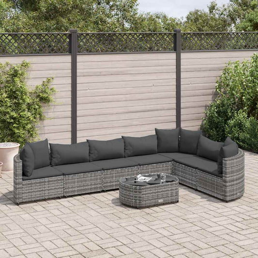 Set Divano da Giardino 8 pz con Cuscini Grigio in Polyrattan - homemem39