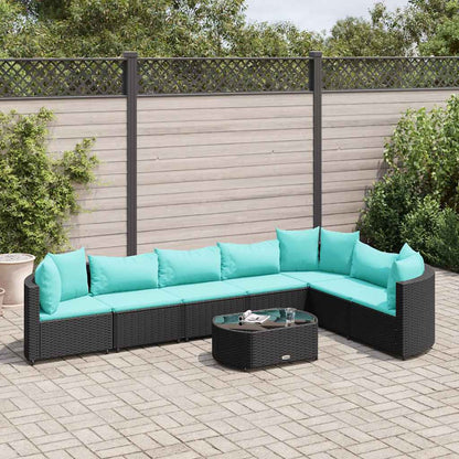 Set Divani da Giardino con Cuscini 8 pz Nero in Polyrattan | homemem39