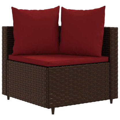 Set Divani da Giardino 8 pz con Cuscini Marrone in Polyrattan - homemem39