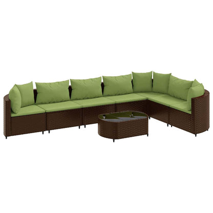 Set Divani da Giardino 8 pz con Cuscini Marrone in Polyrattan - homemem39