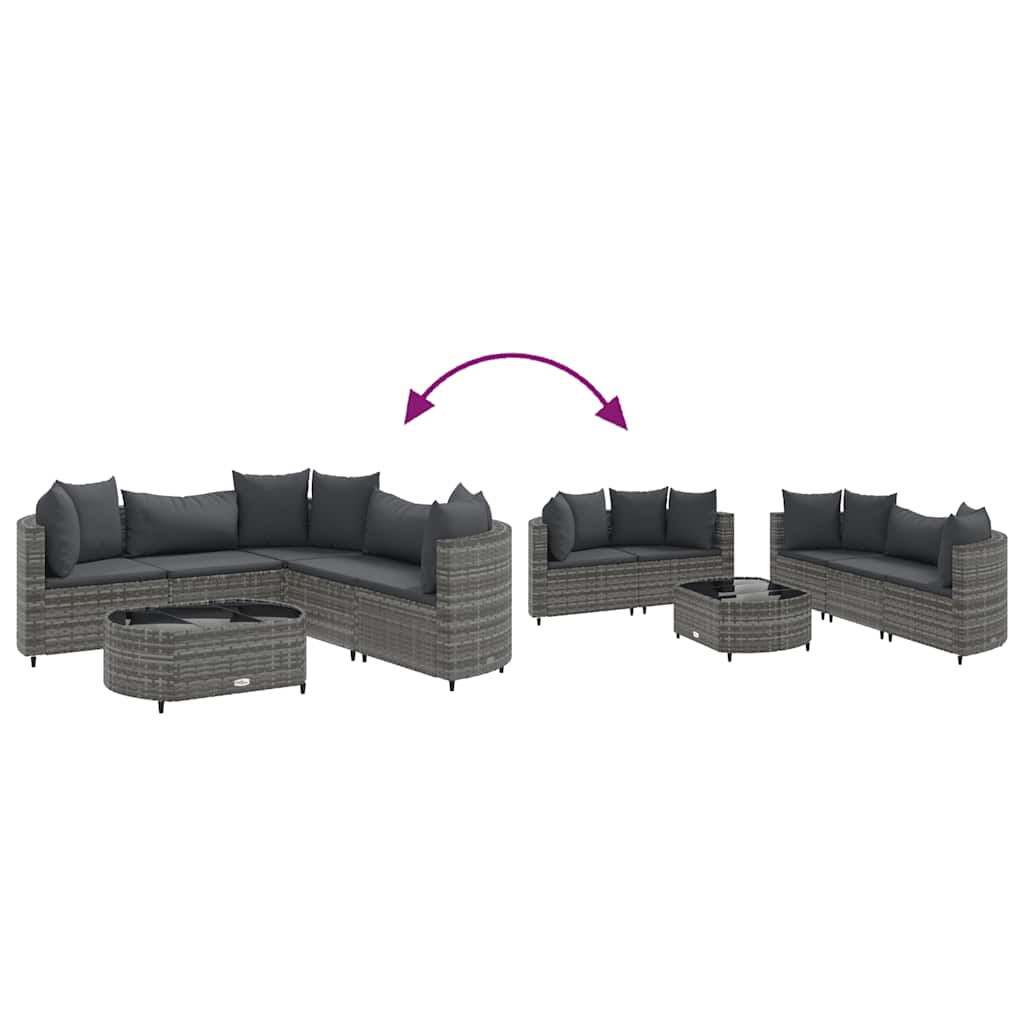Set Divano da Giardino 6 pz con Cuscini Grigio in Polyrattan - homemem39