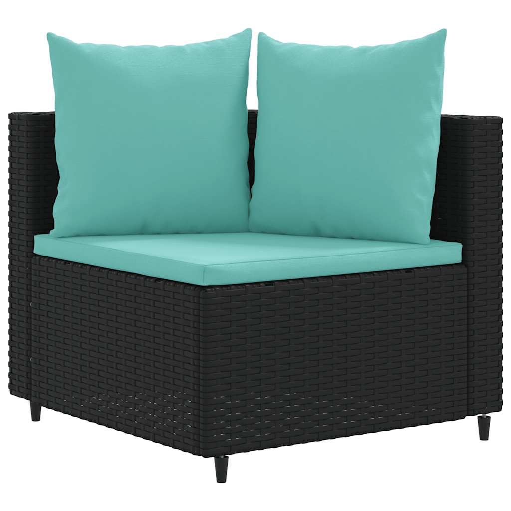 Set Divano da Giardino 6 pz con Cuscini Nero in Polyrattan | homemem39