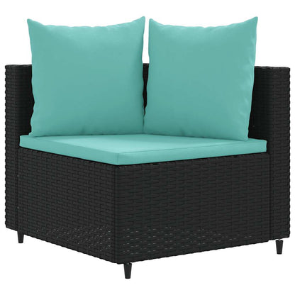 Set Divano da Giardino 6 pz con Cuscini Nero in Polyrattan | homemem39
