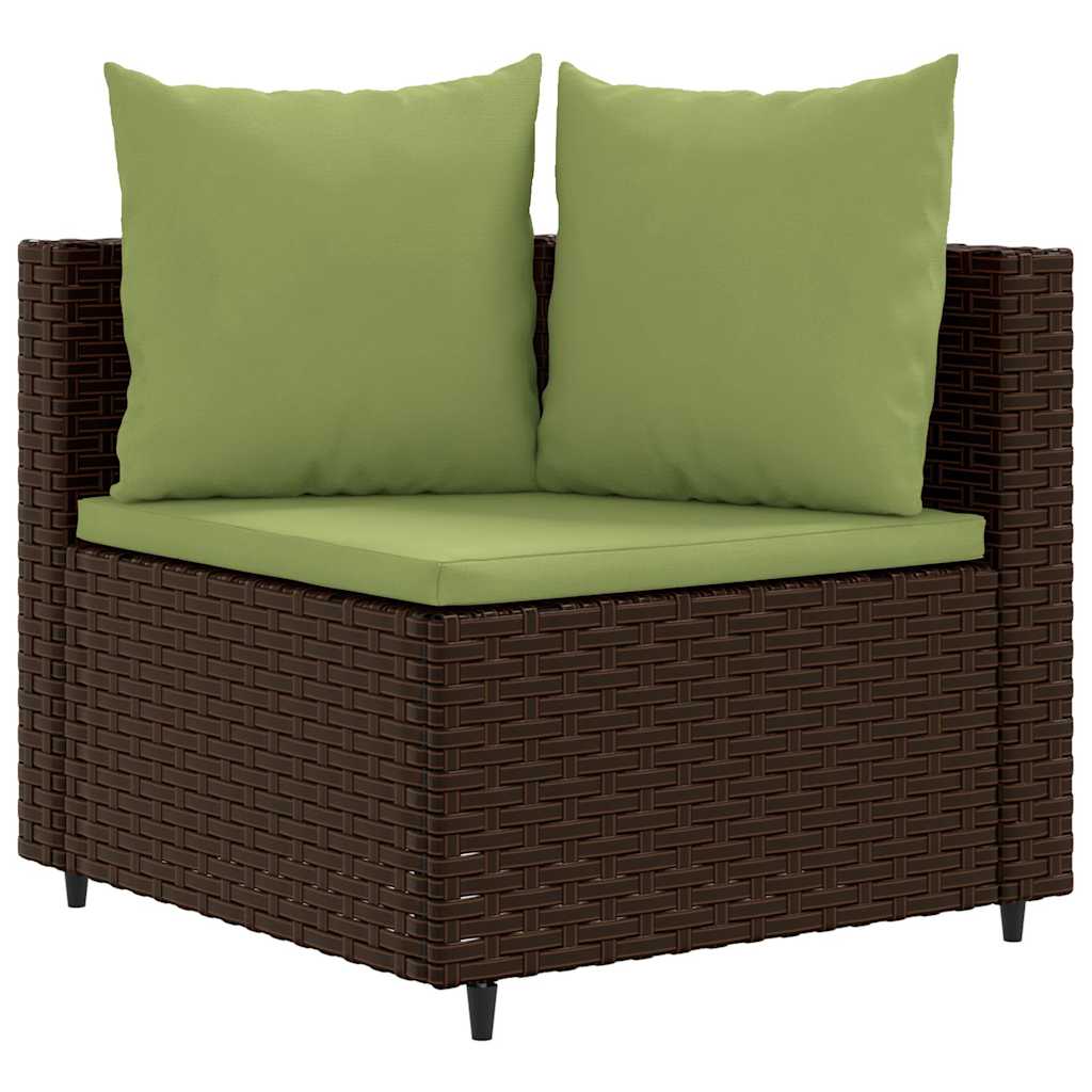 Set Divano da Giardino 6 pz con Cuscini Marrone in Polyrattan - homemem39