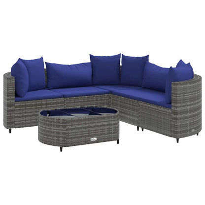 Set Divano da Giardino 6 pz con Cuscini Grigio in Polyrattan - homemem39