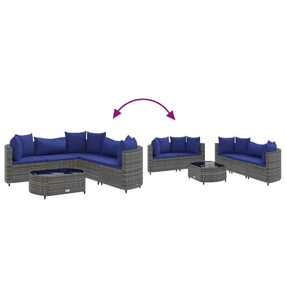 Set Divano da Giardino 6 pz con Cuscini Grigio in Polyrattan - homemem39