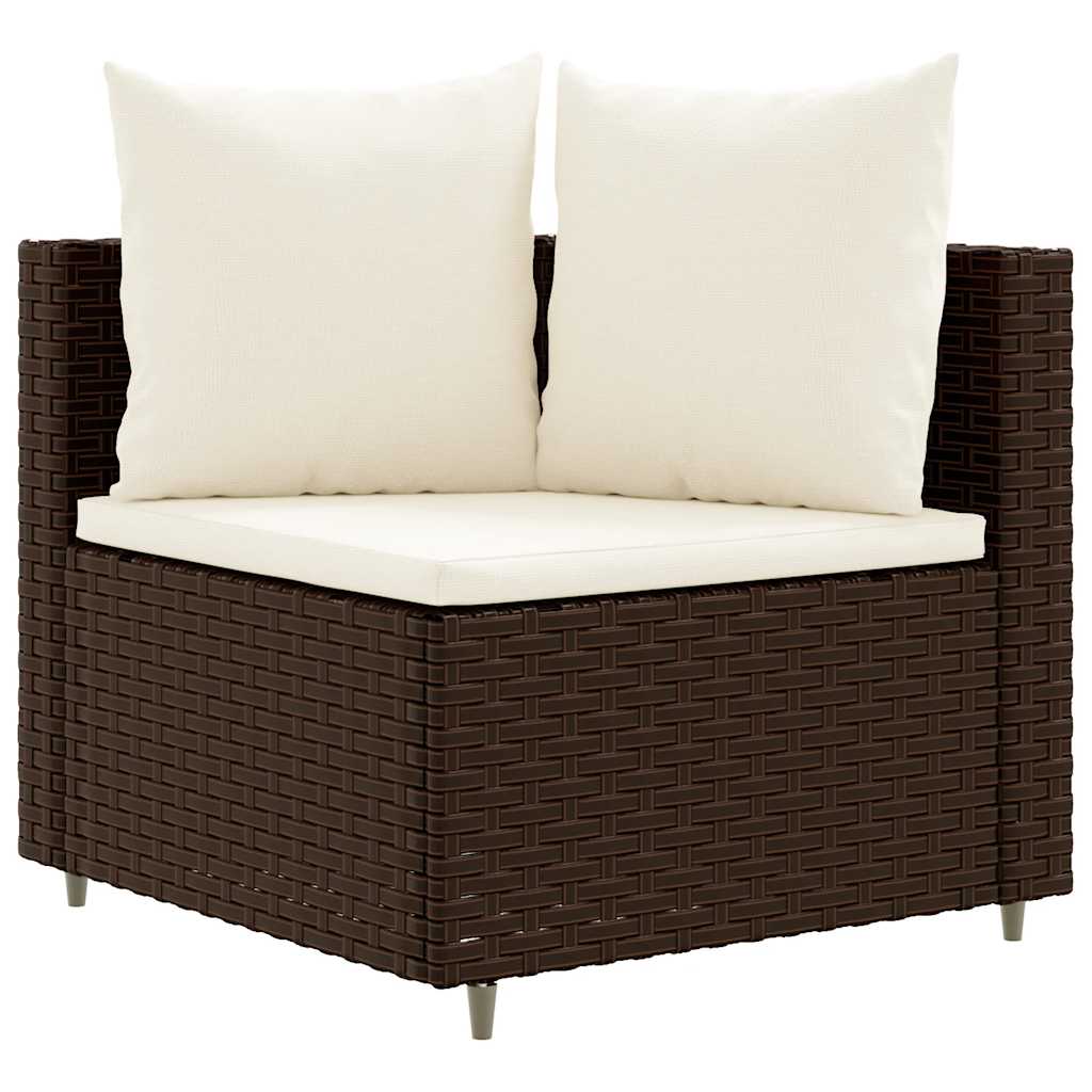 Set Divani da Giardino 10pz con Cuscini in Polyrattan Marrone | homemem39