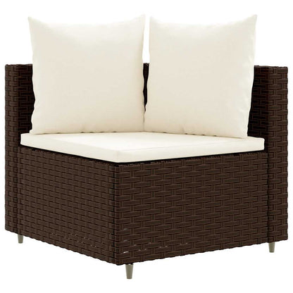 Set Divani da Giardino 10pz con Cuscini in Polyrattan Marrone | homemem39