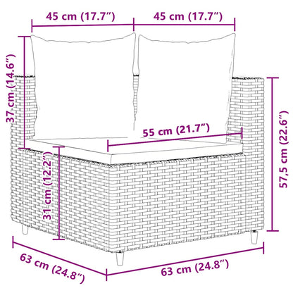 Set Divano da Giardino 6 pz con Cuscini Nero in Polyrattan | homemem39