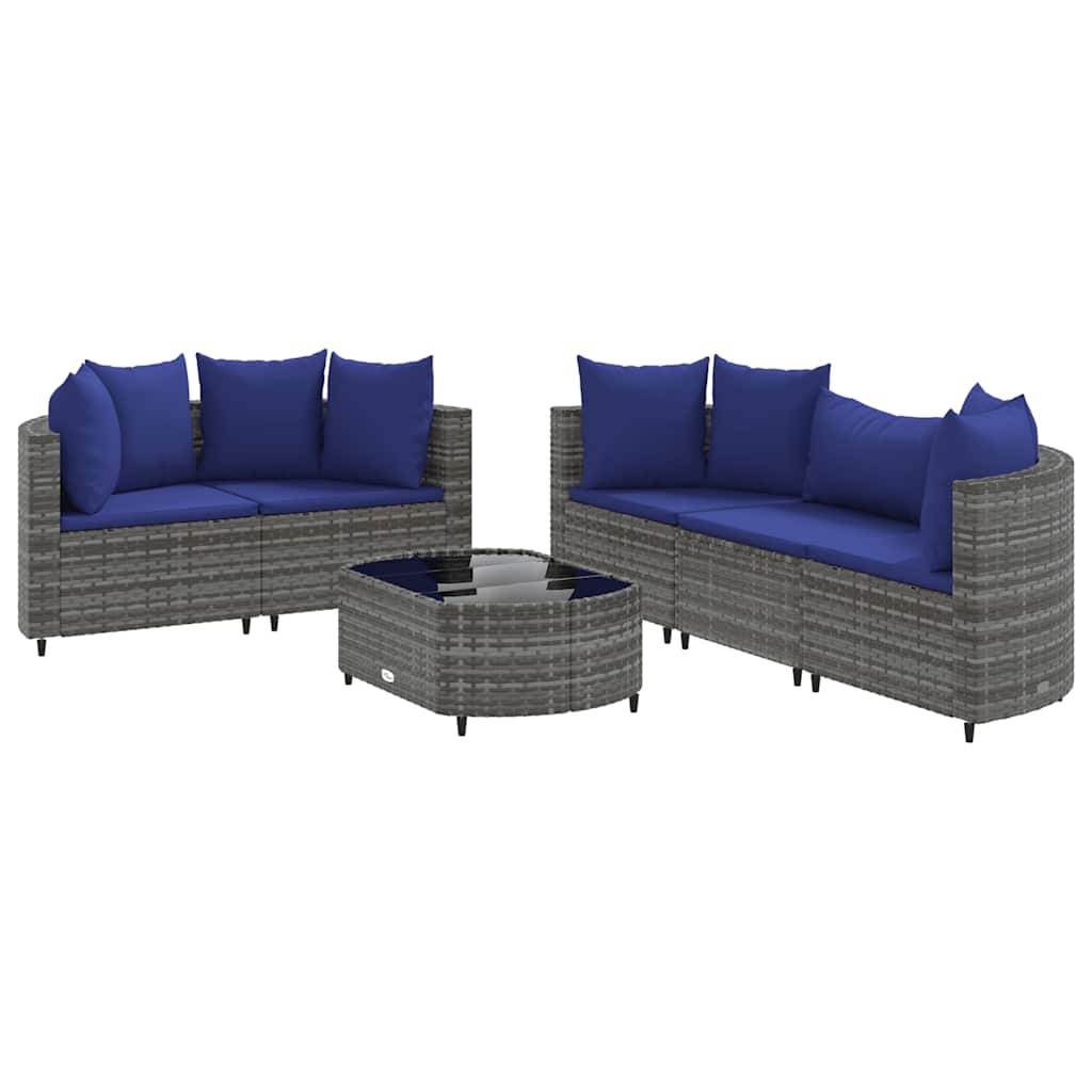 Set Divano da Giardino 6 pz con Cuscini Grigio in Polyrattan - homemem39