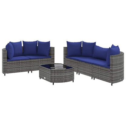 Set Divano da Giardino 6 pz con Cuscini Grigio in Polyrattan - homemem39