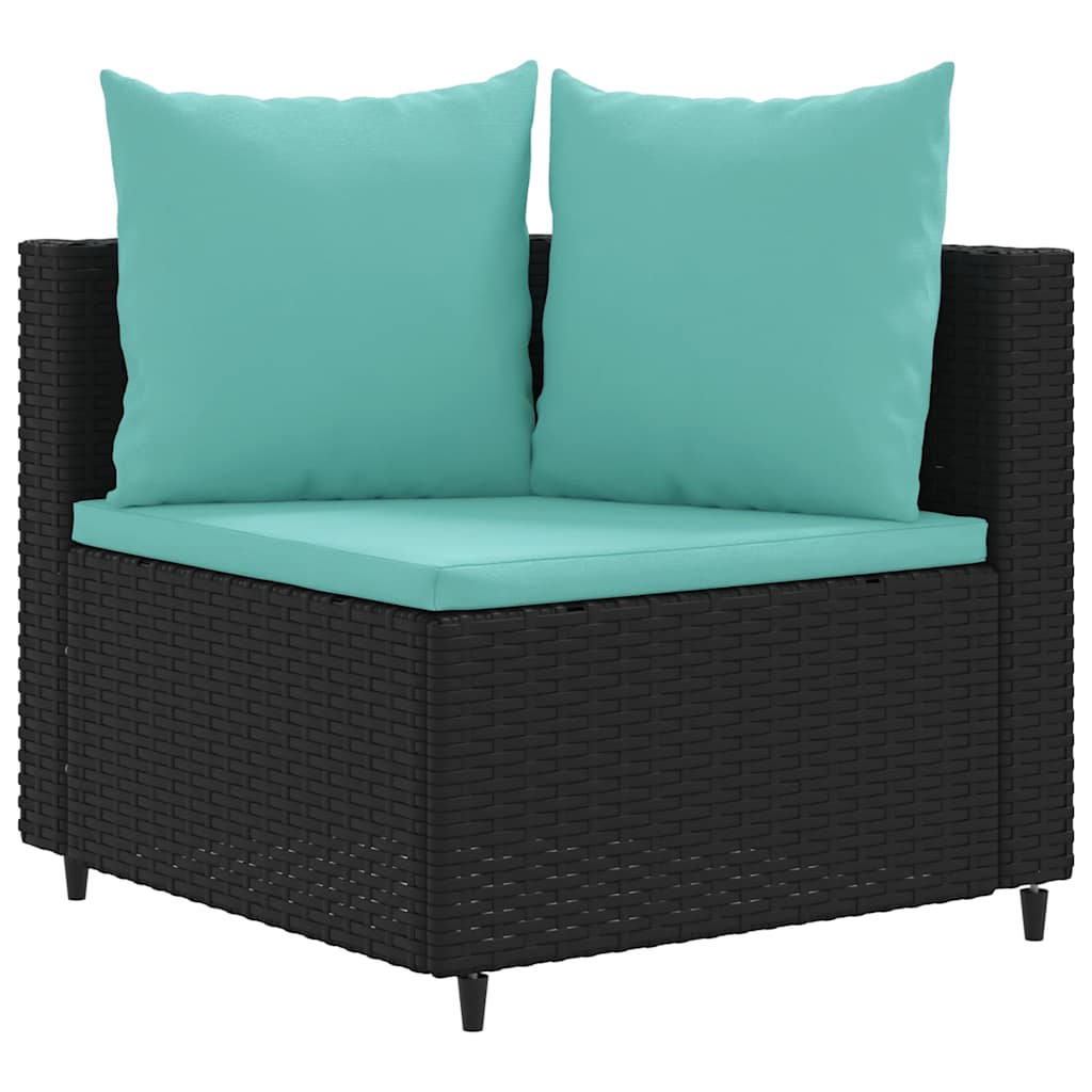 Set Divani da Giardino 9 pz con Cuscini Nero in Polyrattan - homemem39