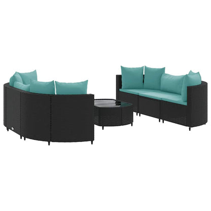 Set Divani da Giardino con Cuscini 7pz Nero Polyrattan - homemem39