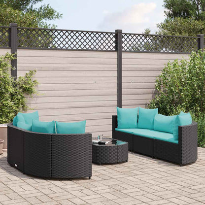 Set Divani da Giardino con Cuscini 7pz Nero Polyrattan | homemem39