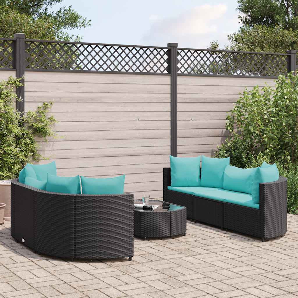 Set Divani da Giardino con Cuscini 7pz Nero Polyrattan - homemem39
