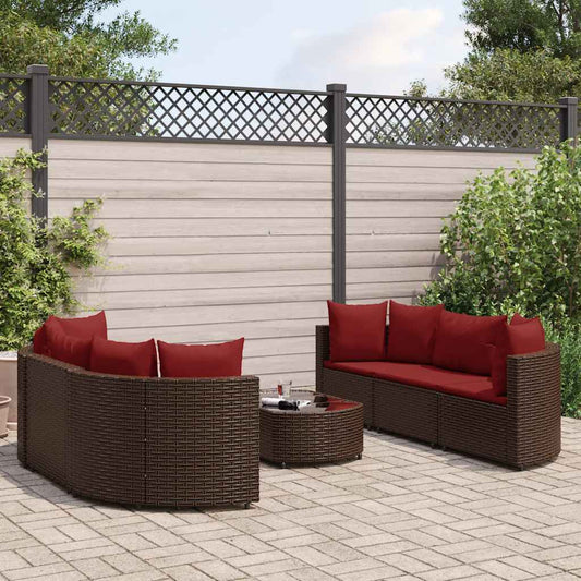 Set Divani da Giardino 7 pz con Cuscini Marrone in Polyrattan - homemem39