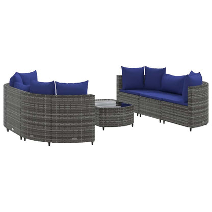 Set Divani da Giardino 7 pz con Cuscini Grigio in Polyrattan - homemem39