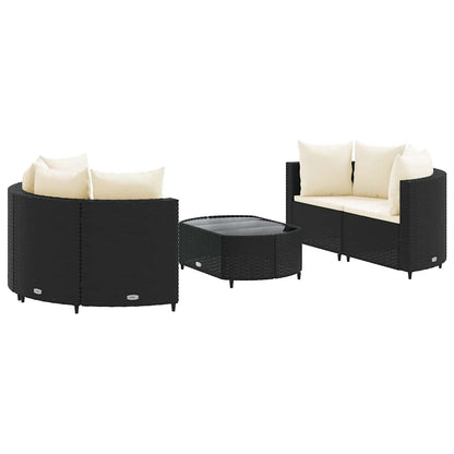 Set Divani da Giardino 5 pz con Cuscini in Polyrattan Nero | homemem39