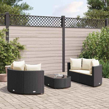 Set Divani da Giardino 5 pz con Cuscini in Polyrattan Nero | homemem39