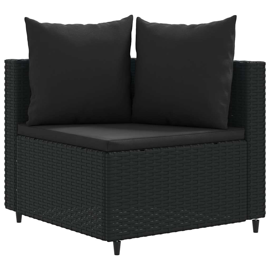 Set Divani da Giardino 5 pz con Cuscini in Polyrattan Nero | homemem39