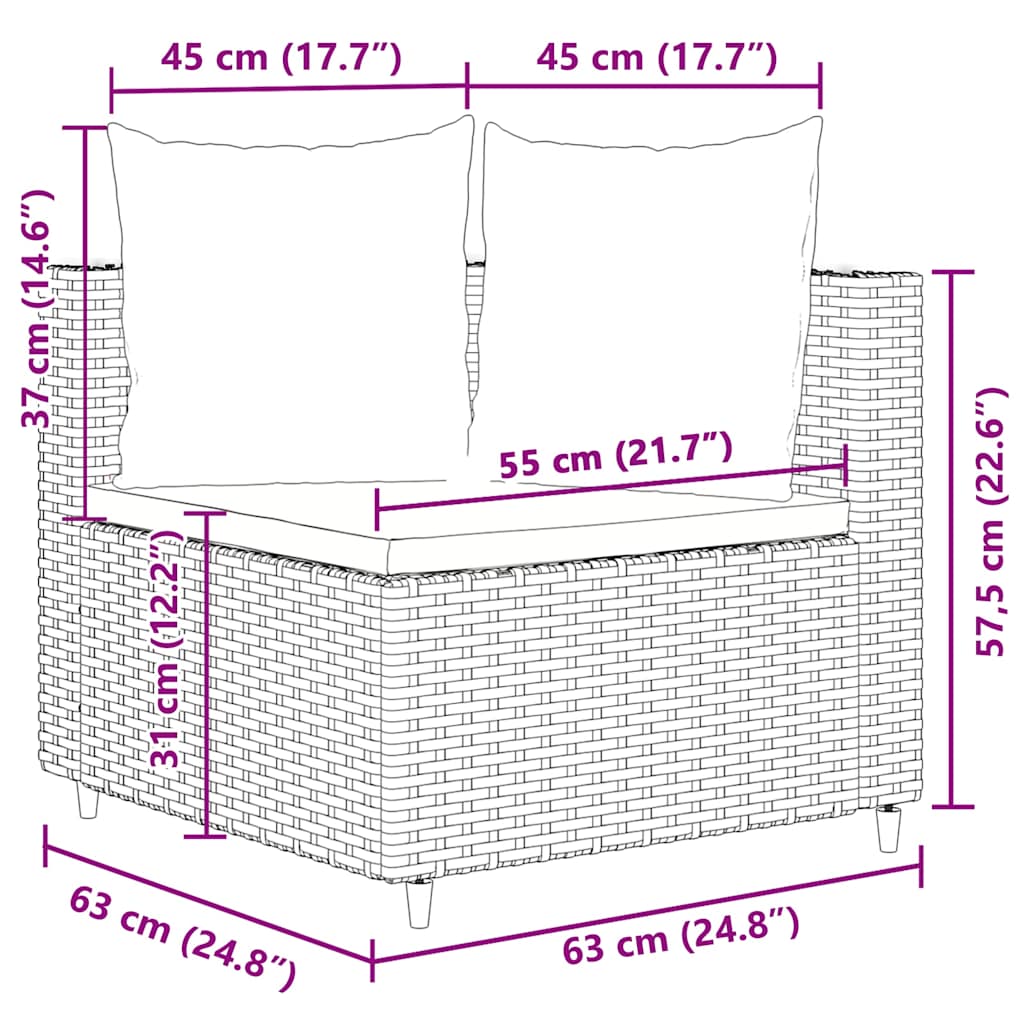 Set Divani da Giardino 5 pz con Cuscini in Polyrattan Nero | homemem39