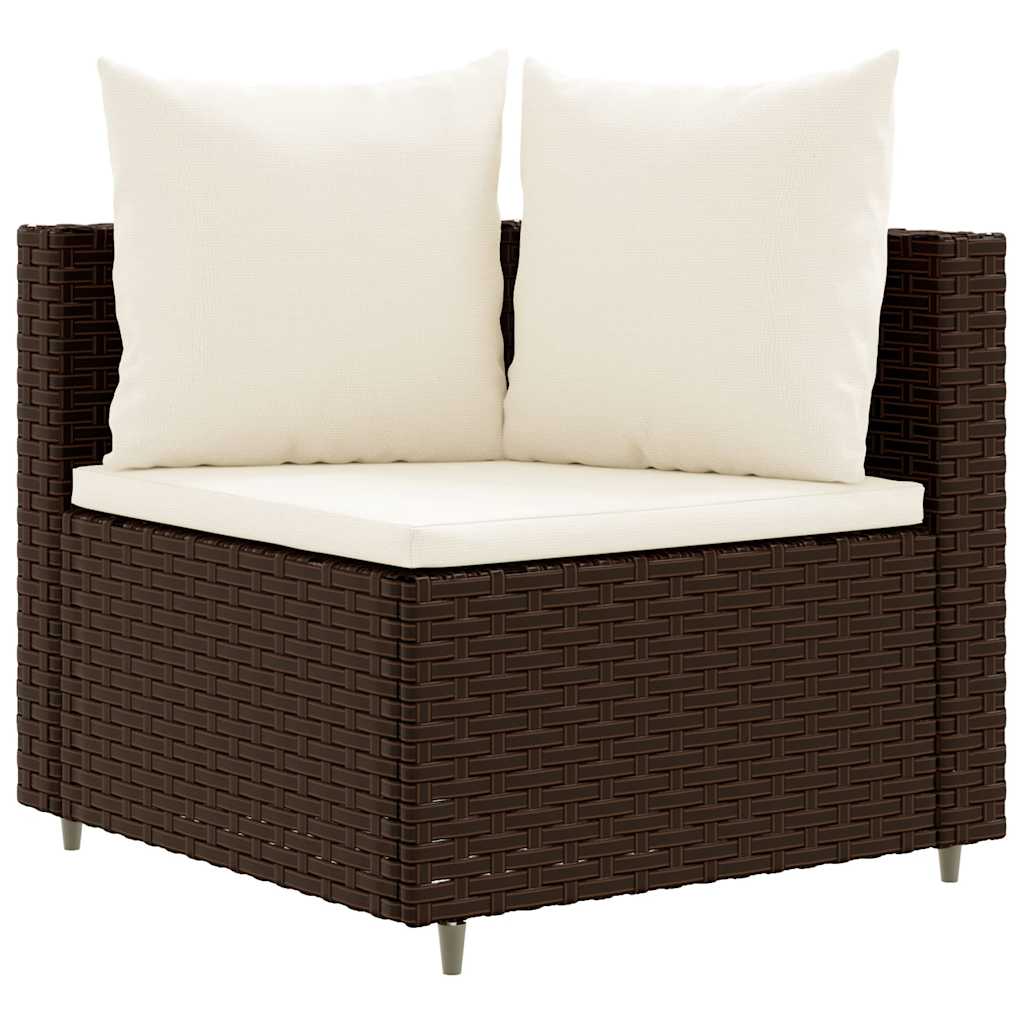 Set Divano da Giardino 3 pz con Cuscini Marrone in Polyrattan - homemem39