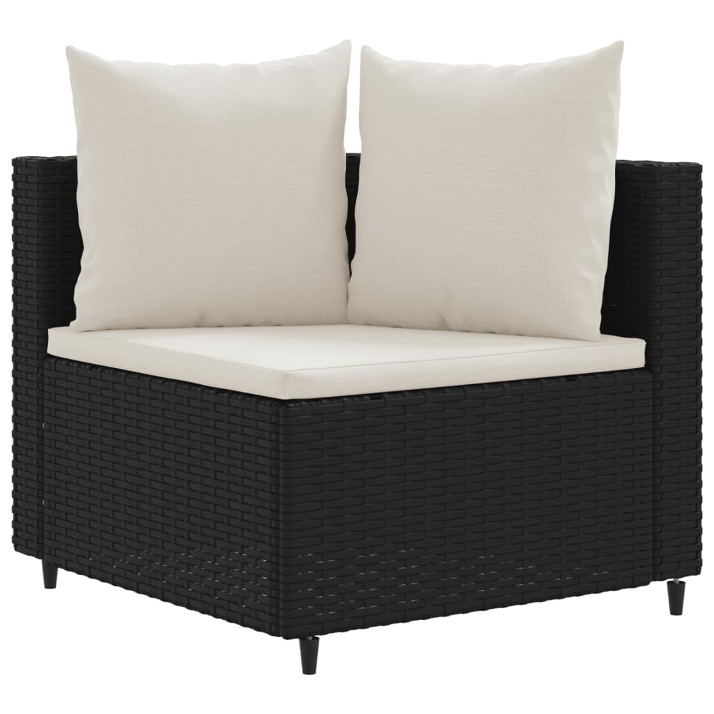 Set Divani da Giardino 4 pz con Cuscini Nero in Polyrattan