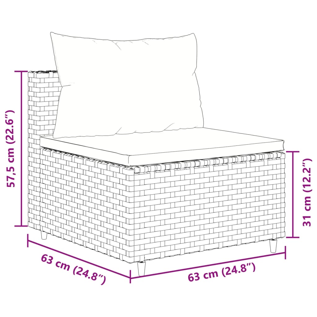 4-teiliges Gartensofa-Set mit schwarzen Polyrattan-Kissen