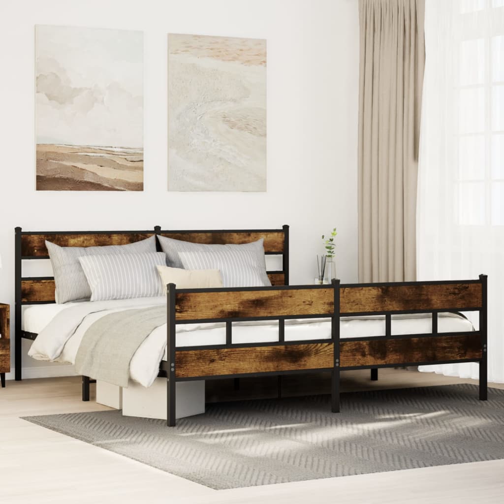 Giroletto senza Materaso in Metallo Rovere Fumo 183x213 cm | homemem39