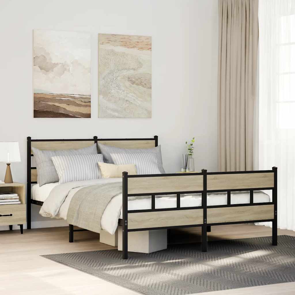 Giroletto senza Materaso in Metallo Rovere Sonoma 150x200 cm | homemem39