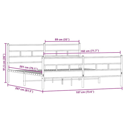 Giroletto senza Materaso in Metallo Rovere Sonoma 180x200 cm | homemem39