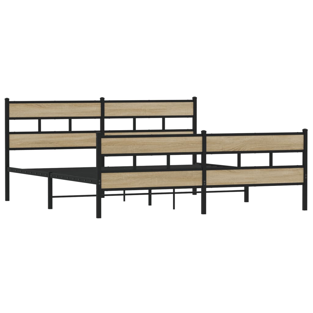 Giroletto senza Materaso in Metallo Rovere Sonoma 200x200 cm | homemem39
