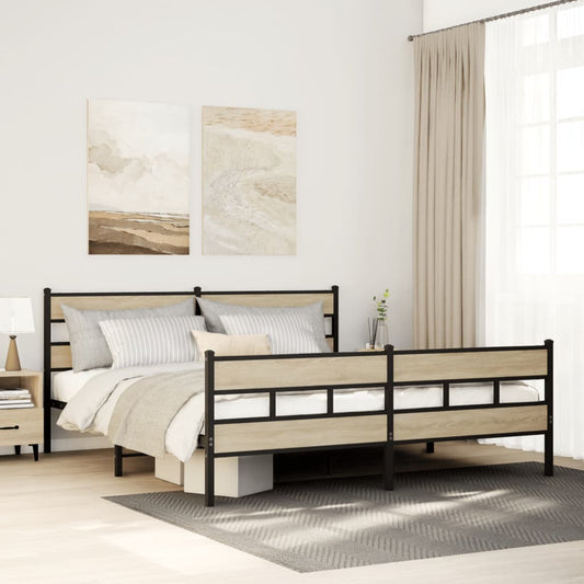 Giroletto senza Materaso in Metallo Rovere Sonoma 200x200 cm | homemem39