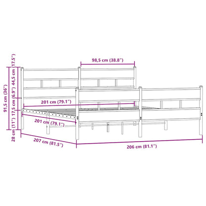 Giroletto senza Materaso in Metallo Rovere Marrone 200x200 cm | homemem39