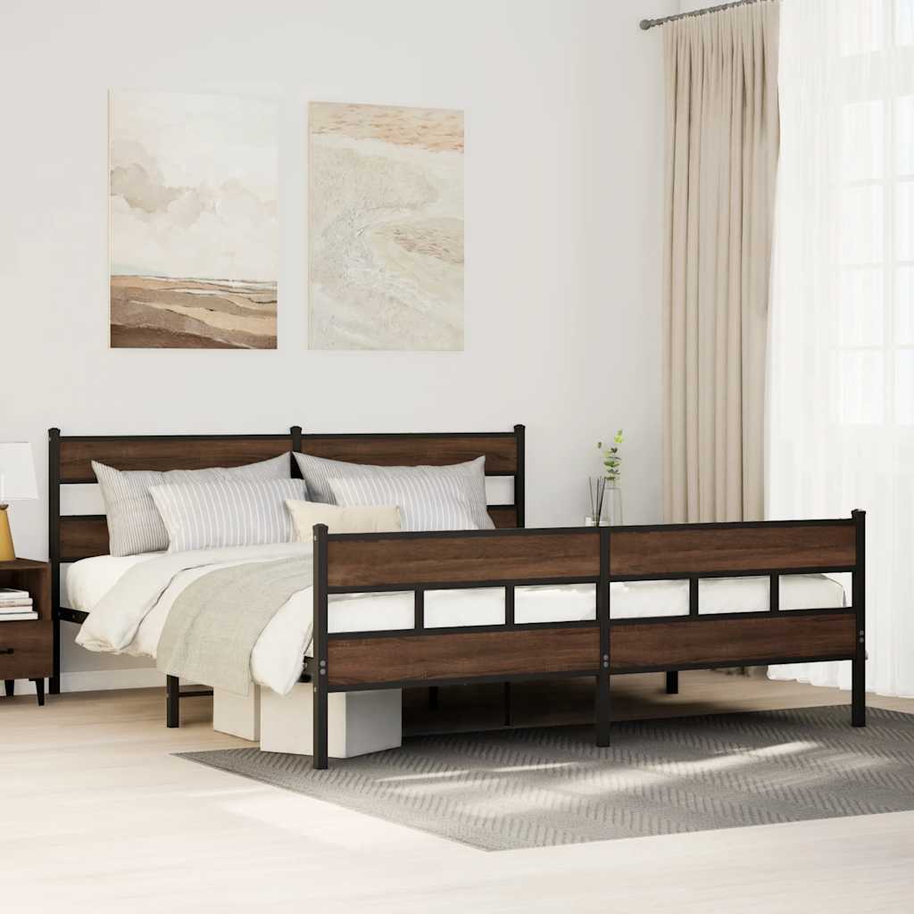 Giroletto senza Materaso in Metallo Rovere Marrone 200x200 cm | homemem39