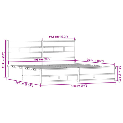 Giroletto senza Materaso in Metallo Rovere Fumo 193x203 cm