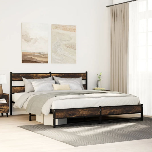 Giroletto senza Materaso in Metallo Rovere Fumo 193x203 cm | homemem39