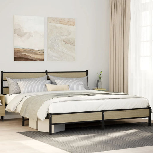Giroletto senza Materaso in Metallo Rovere Sonoma 183x213 cm - homemem39