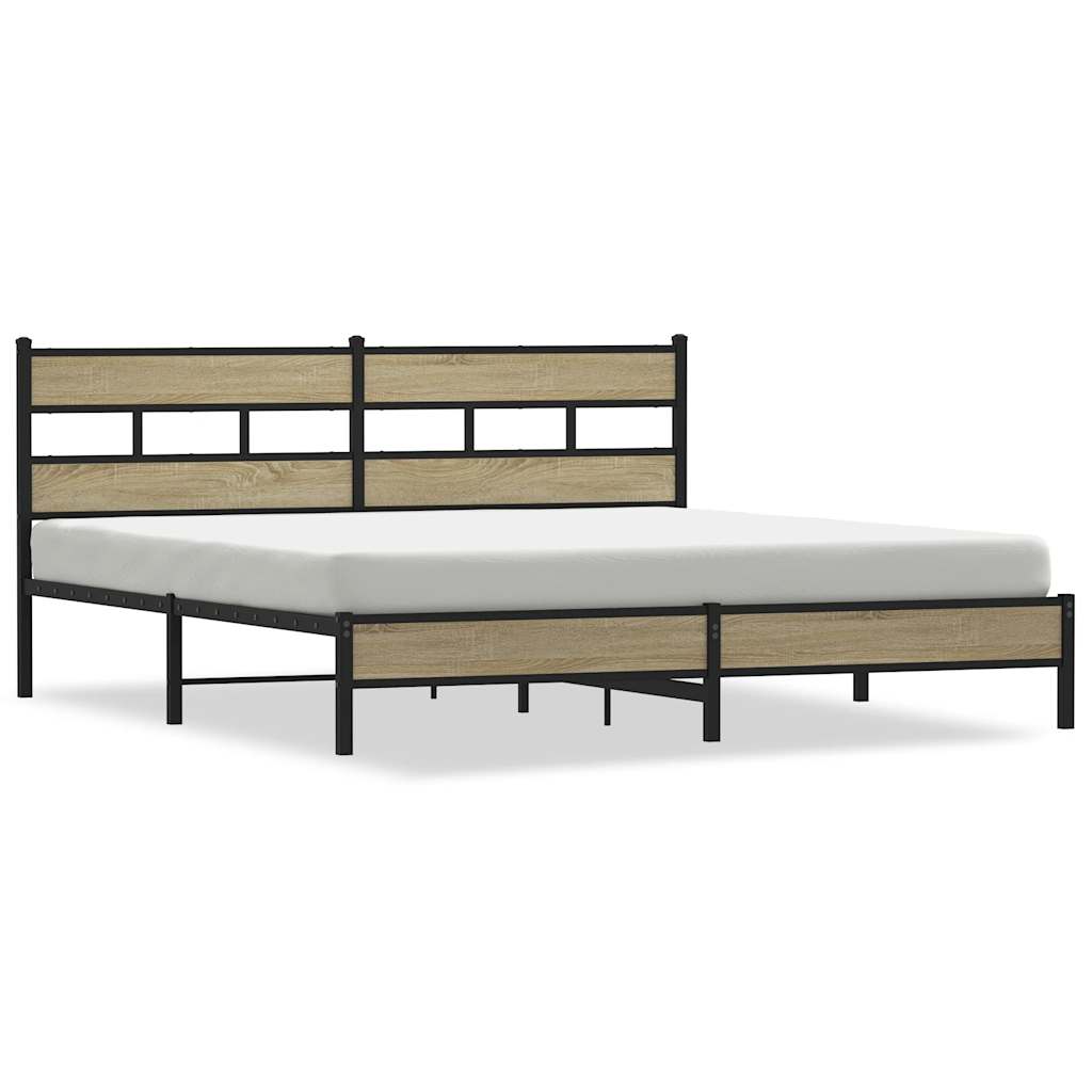 Giroletto senza Materaso in Metallo Rovere Sonoma 200x200 cm | homemem39