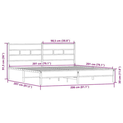 Giroletto senza Materaso in Metallo Rovere Sonoma 200x200 cm | homemem39