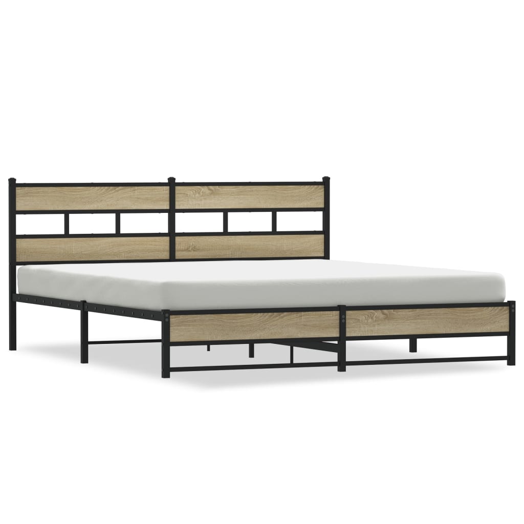 Giroletto senza Materaso in Metallo Rovere Sonoma 200x200 cm | homemem39
