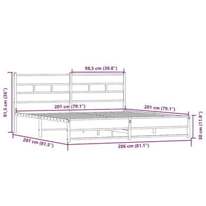 Giroletto senza Materaso in Metallo Rovere Sonoma 200x200 cm | homemem39